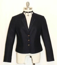 Boiled Wool ~ Blue Women Austria Hunting Riding Dirndl Dress Jacket Coat 42 8 S