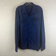 Affliction Black Premium Button Down Long Sleeve Shirt Size Large Men  s Blue