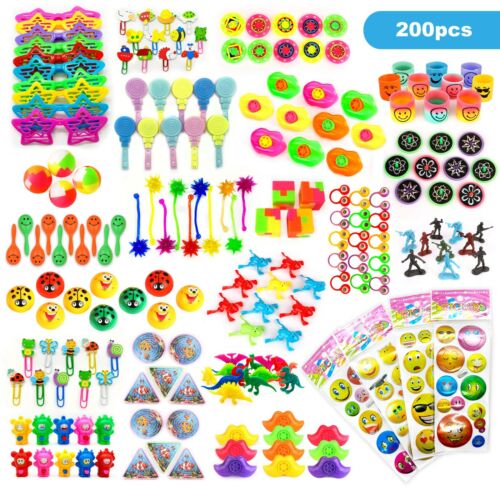 200Pcs Huge Party Favors for Kids Birthday 20 Kinds Bulk Toy for Carnival Prizes - Afbeelding 1 van 7