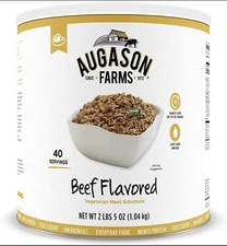 Augason Farms Beef Flavored Vegetarian Meat Substitute 2 Lbs 5 OZ No. 10 Can MRE