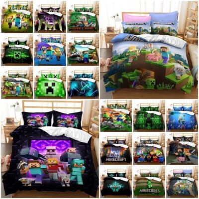 3D Minecraft Creeper Game Bettbezug Bettwäsche Set Single Double Kissenbezug