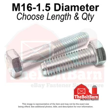 M16-1.5 Metric Class 10.9 Fine Hex Cap Screws Zinc Clear (Choose Length & Qty)