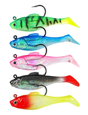 BLUEWING Swim Shad Fishing Lures Soft Tail with High Carbon Steel Hook US Seller