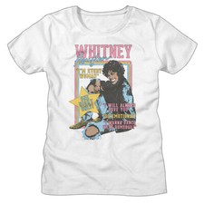Camiseta para mujer Whitney Houston música solo una noche música nueva blanca SM - 2XL
