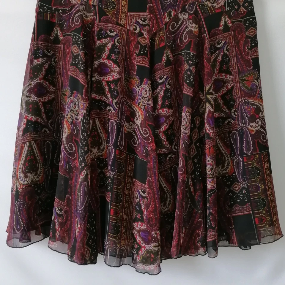 Falda midi de mujer Coldwater Creek marrón negra con estampado de cachemira talla XL Foto 3 de 4