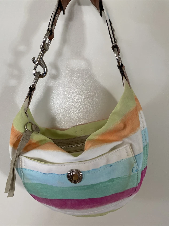 Bolso Hobo Pequeño Coach Hampton A Rayas Acuarela -10021 Tropical Beach Resort
