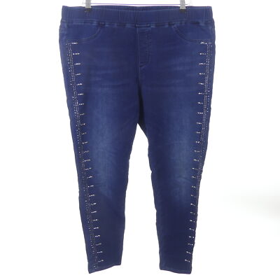 TREDY Jeans Jeggings Denim Blau Strass Gr. 46