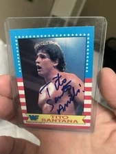 TITO SANTANA WWF WRESTLING #9 1987 TOPPS VINTAGE SIGNED AUTO CARD WWE ROOKIE