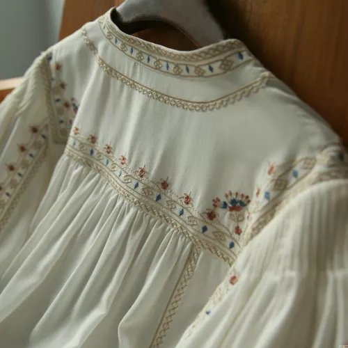 Dama Bordada Floral Blusa Camisa Prendas para el torso Suelta Étnica Retro Elegante Elegante - Imagen 8 de 12