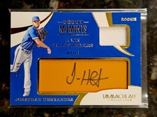 2020 Immaculate Jonathan Hernandez Debut Moments Auto/Relic /99 Rangers SP