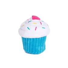 New_ZippyPaws - Birthday Cupcake Squeaky Plush Dog Toy with Soft_Blue -