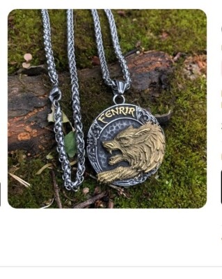 Fenrir Wolf Werwolf Anhänger mit Halskette Wikinger Nordland Schmuck Thor Hammer