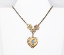 September Birthstone Gold Tone Heart Pendant 18 in. Chain Necklace ... Se204
