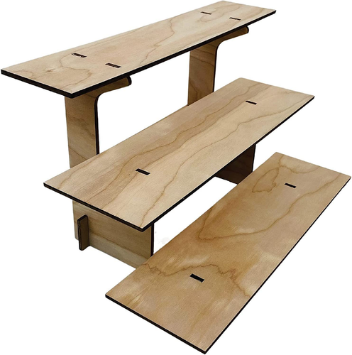 3-Tier Straight Wooden Retail Table Display Stand with Shelves for Products - Po - Picture 9 of 9