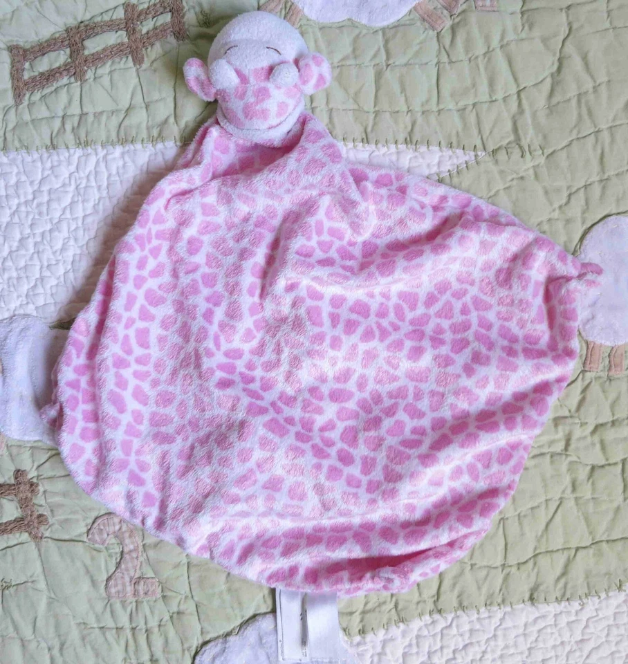 Angel Dear жираф печать розовый и белый Baby Girl безопасности одеяло милый EUC - Изображение 2 из 2