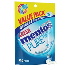 Mentos Pure Fresh Mint Sugar Free Gum Extra Value Pack, 120 Count Bag