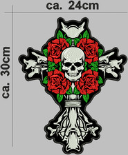 Kreuz Memento Mori Skull  Rückenpatch Breite ca. 24cm  Höhe ca. 30cm