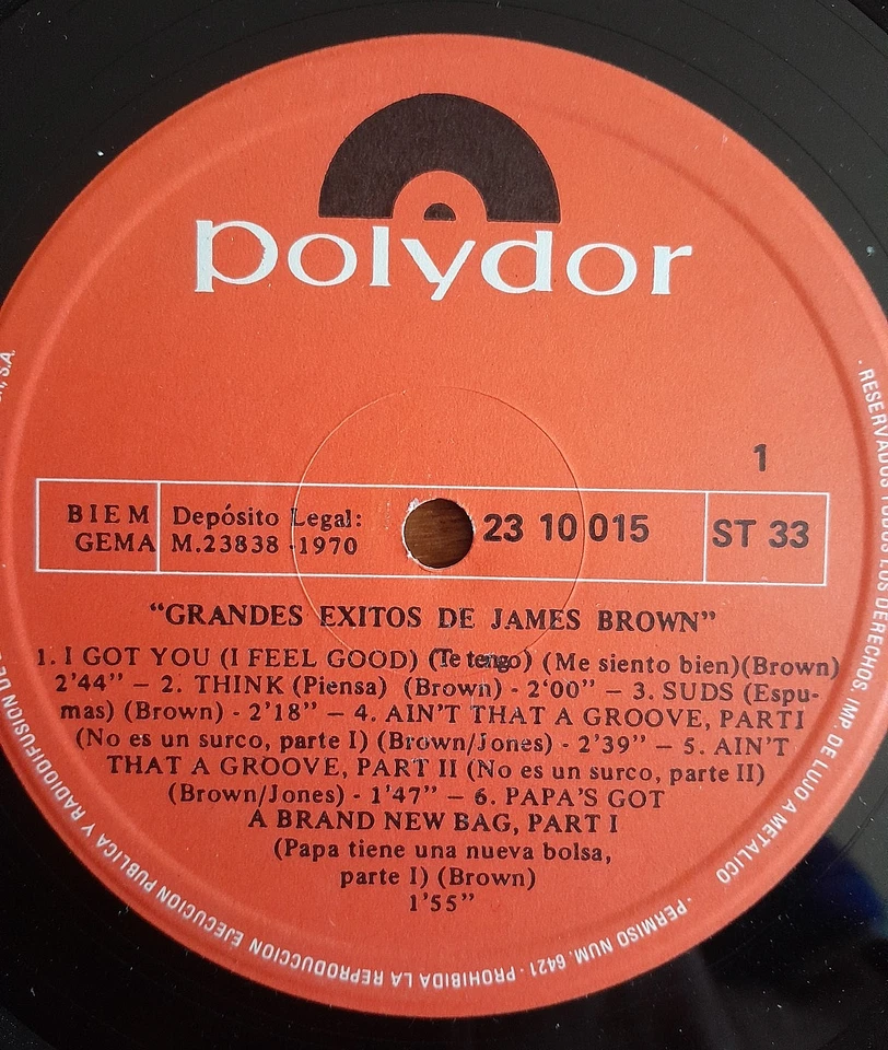 LP JAMES BROWN Grandes Exitos Spain Press Vinyl Sleeve  Funk Rythm & Blues - Photo 3/3