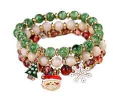 Christmas Stretch Beads Bracelets for Women Multilayered Stackable Bracelet Set