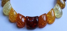 Vintage Kette Bernstein Imitat mit Schraubenverschluss