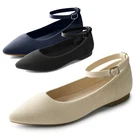 Women Comfortable Ankle Strap Knit Flat Shoes Lightweight Dress Shoes