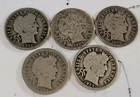 Lot Of 5 Silver Barber Dimes 1906-1916 90% Silver Circulated Coins