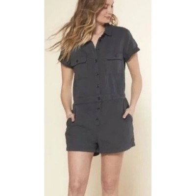 Outerknown S.E.A. Shortall Romper Sz S Grey Organic Cotton Linen Blend Utility