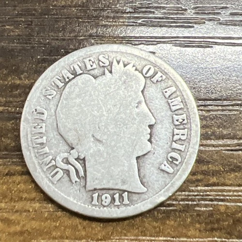 1911-D BARBER LIBERTY DIME - Actual Coin Good Readable Date & Mint