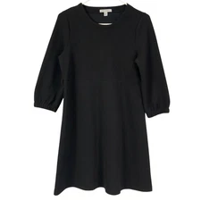 Free Assembly Black Textured 3/4 Sleeve A Line Dress XS