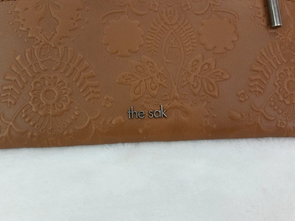 The Sak Neva Leather Large Card Wallet Slim Minimalist Brown Paisley - Image 4 of 4