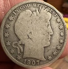 1907 Barber Half Dollar D Mint Mark Silver Denver Coin
