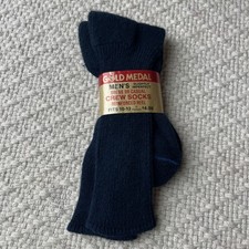Vtg Mens Socks Gold Medal Crew Socks Fit 10-13 Blue USA slightly imperfect