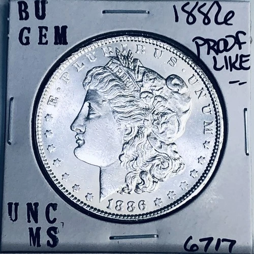 1886 BU GEM MORGAN SILVER DOLLAR UNC MS+++ U.S. MINT RARE COIN 6717