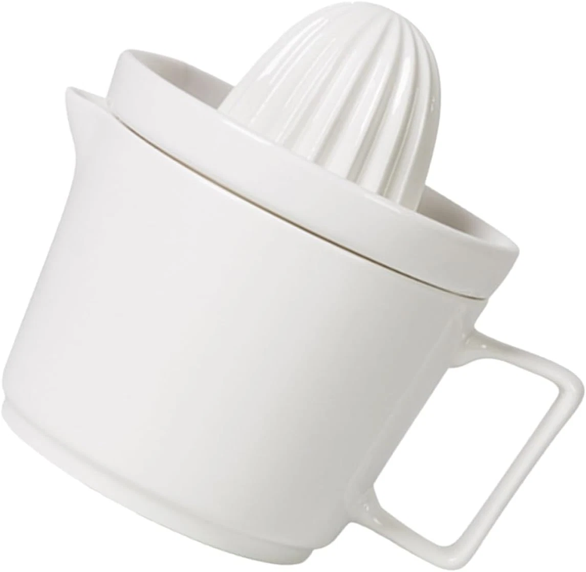 Manual Ceramic Orange Juice Maker with Fruit Residue Filter, White Citrus Juicer