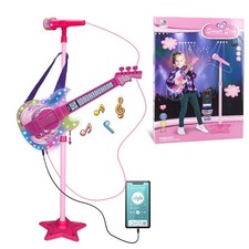 Guitar and Microphone Set for Kids,Guitar Toys with Music Colorful Light,Adju...