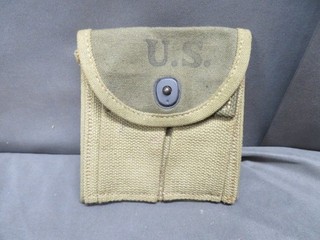 WWII US ARMY M1 CARBINE “STOCK TYPE” MAGAZINE POUCH “HOFF 1943” EXCELLENT