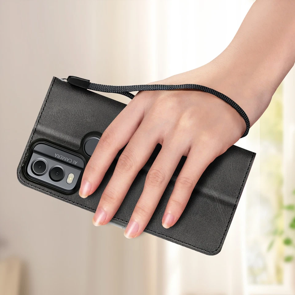 Avizar, Custodia per Nokia C22 cordino copertina portafoglio supporto, Nero - Immagine 4 di 4