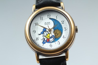 [Near MINT] SEIKO Alba V829-0060 Donald Duck Sun&Moon 27mm Quartz Damenuhr
