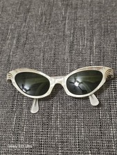 Vintage 1960s Cat Eye Sunglasses Appears to Be Mother of Pearl with Inlay Case