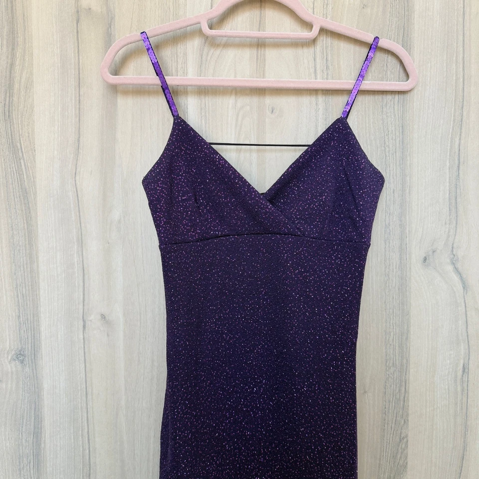 Y2K Charlotte Russe Womens Maxi Dress Size XS Purple Glitter Party Whimsigoth - Image 3 of 4