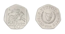 Cyprus 50 Cents, 1991-2004, KM# 66, Mint
