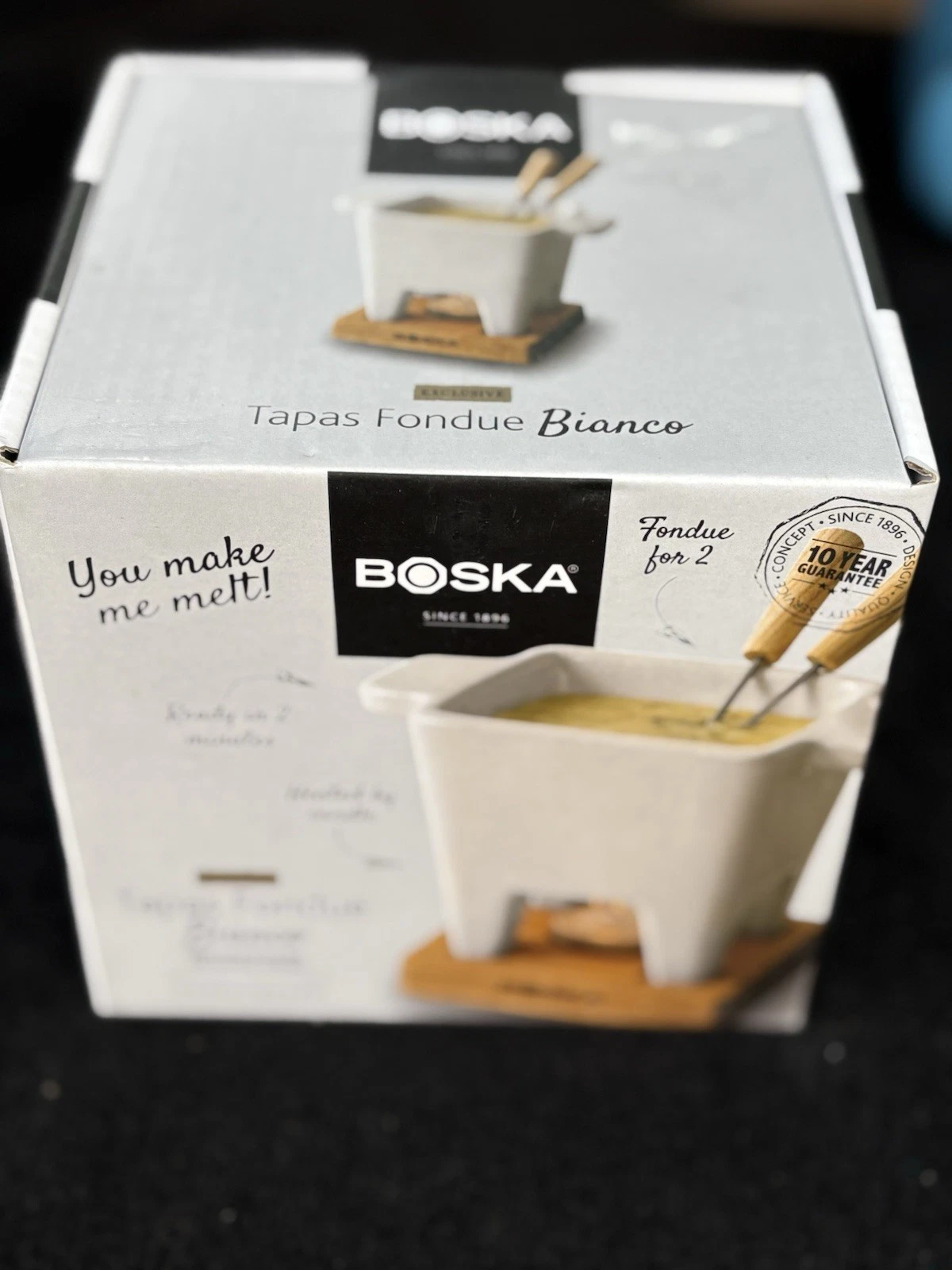Boska Cheese Fondue Set -pot 300 ML/10 Fl 0z-base/2 forks/1 tea light/recipe