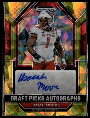 2023 Prizm Draft #DPA-IMO Isaiah Moore Draft Picks Autographs Gold Ice