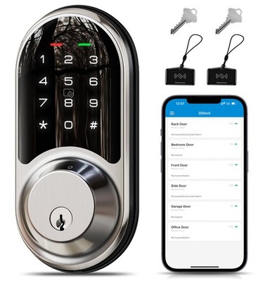 RZ06 Smart Lock for Front Door with App Control, Keyless Entry, Electronic Di...