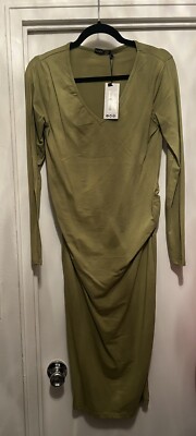 Boohoo Maternity Green Long Sleeve Dress Size 4 Small | eBay