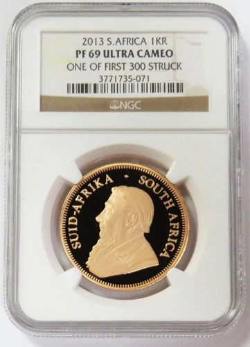 2013 GOLD SOUTH AFRICA 1oz KRUGERRAND NGC PROOF 69 ULTRA CAMEO ONE OF FIRST 300