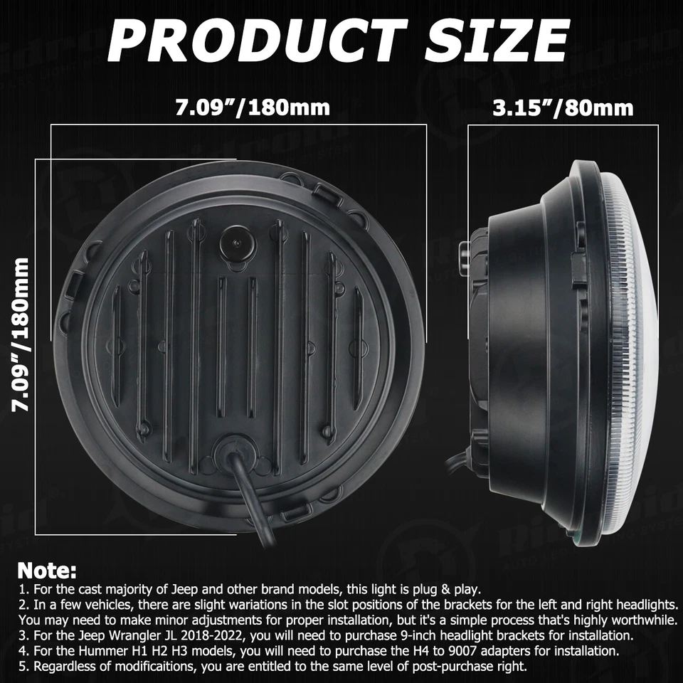 Combo de faros LED de 7" + luces antiniebla LED de 4" para Jeep Wrangler JK JKU 2007-2018 Foto 2 de 4