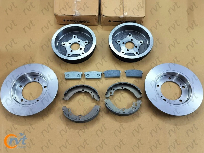 Front Brake Rotors & Pads Rear Drums Shoes 6pc Kit for Suzuki Samurai 1986-1994 - Image 2 of 4