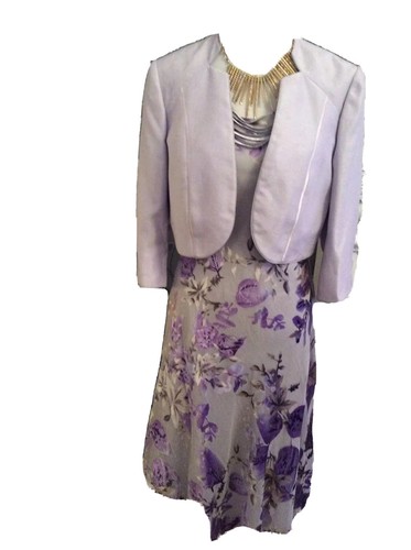 Jacques Vert Silver Lilac Silk Dress 