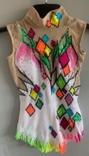 Rhythmic Gymnastics Leotard, ice skating, Handmade, Crystals 9-10 y.o